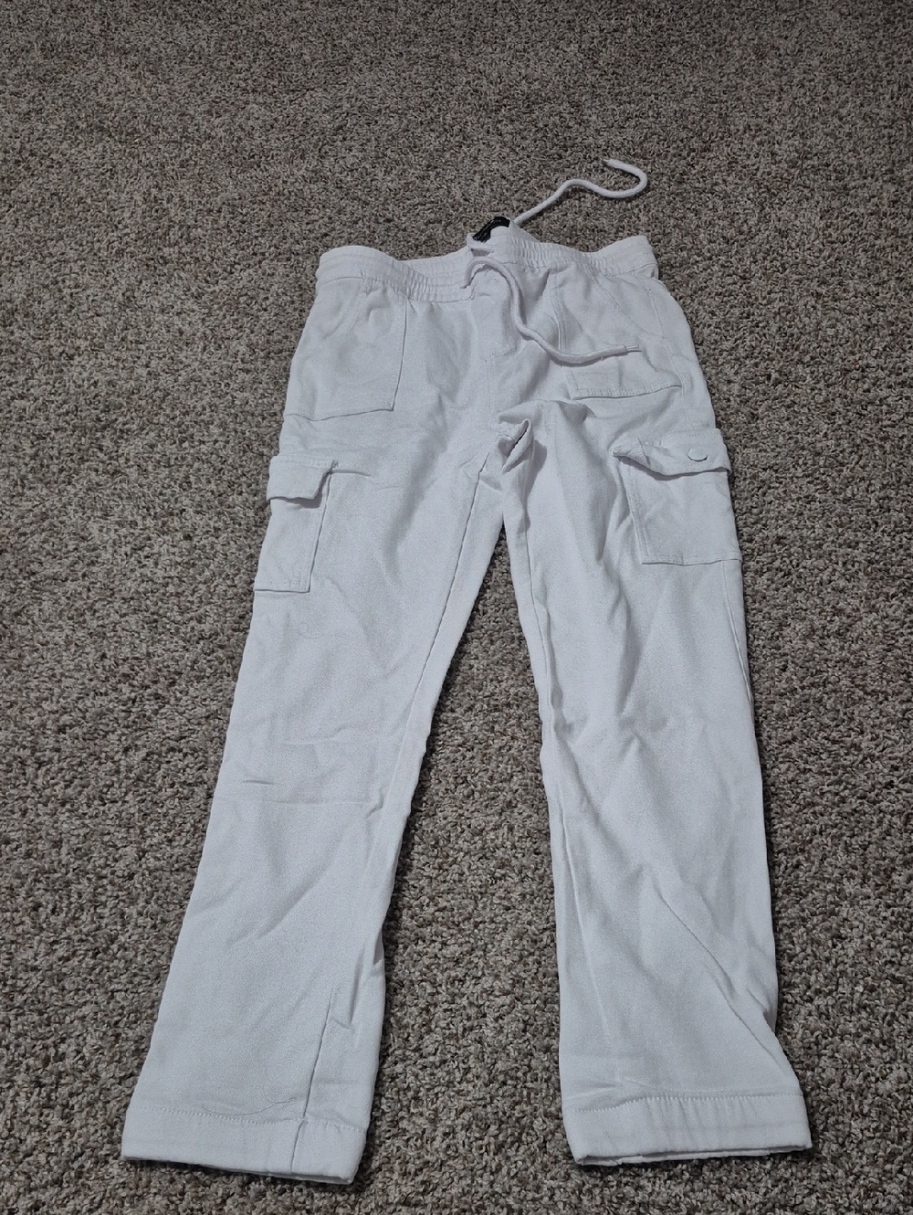 Men's White Cargo Jogger Pants - Comfortable Everyday Wear